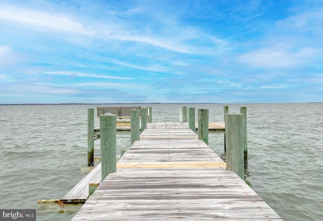 view of dock featuring a water view