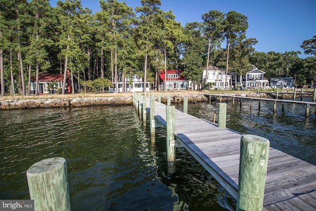 dock area featuring a water view