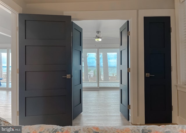 unfurnished bedroom featuring multiple windows and light wood finished floors