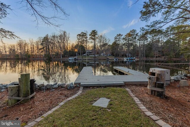 view of dock featuring a water view