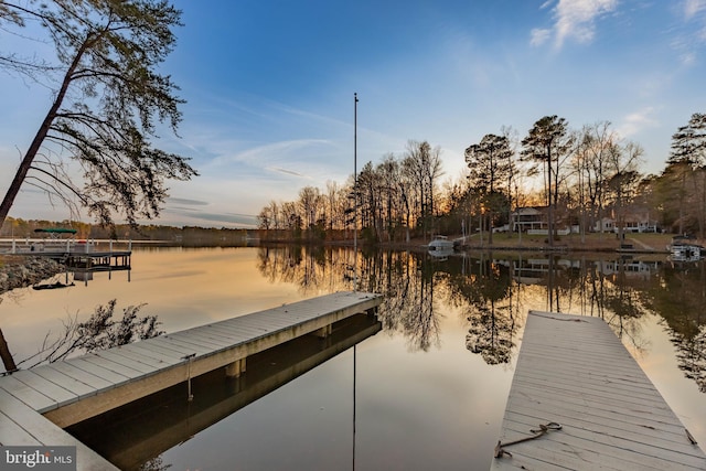 view of dock featuring a water view