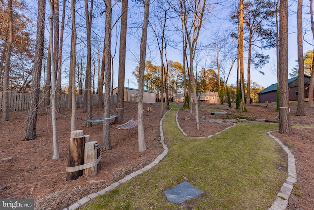 view of yard featuring fence