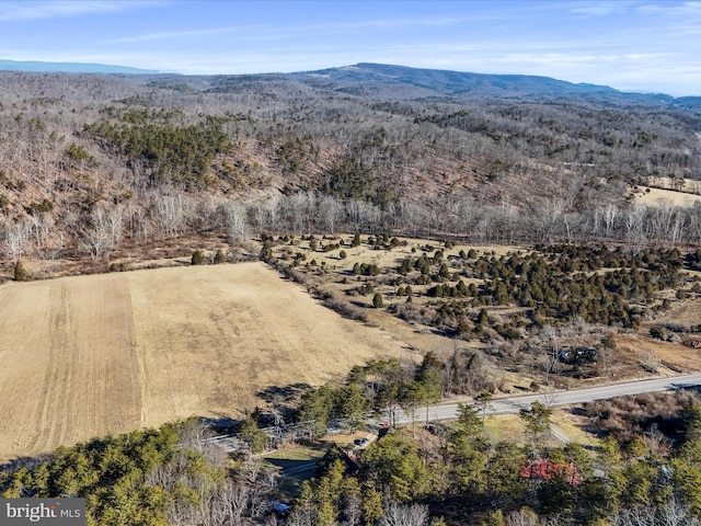 bird's eye view featuring a mountain view