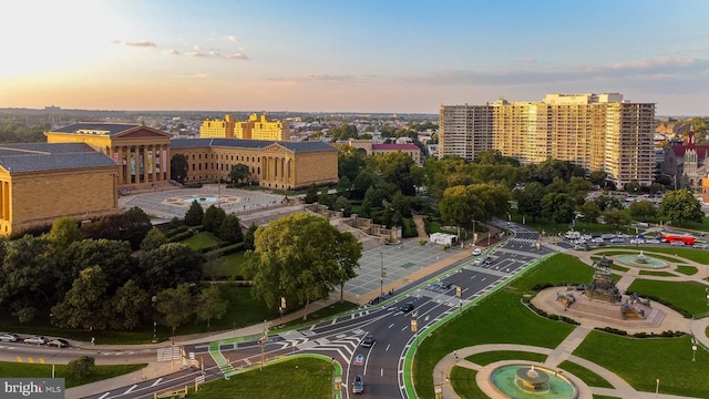 bird's eye view with a city view