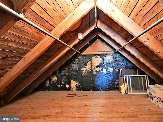 attic with an upstairs landing