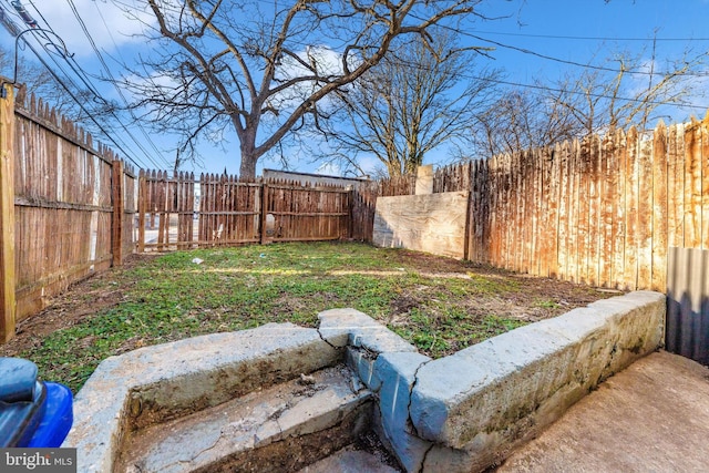 view of yard featuring a fenced backyard