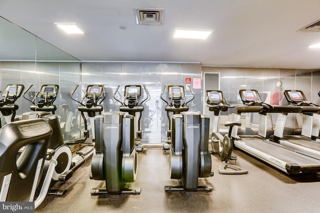 workout area with visible vents