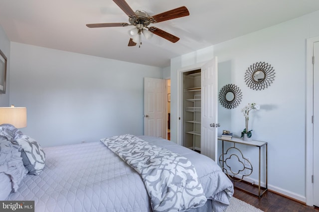 7424 Nancemond St, Springfield, VA 22150 - bedroom with baseboards, ceiling fan, and wood finished floors