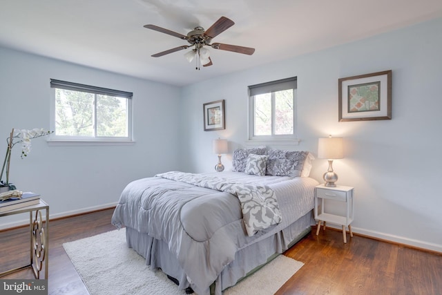 7424 Nancemond St, Springfield, VA 22150 - bedroom with baseboards, ceiling fan, and wood finished floors