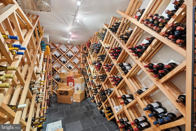 334 S Quince St, Philadelphia, PA 19107 - wine area with track lighting and dark tile patterned floors
