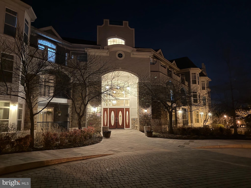 view of property at night