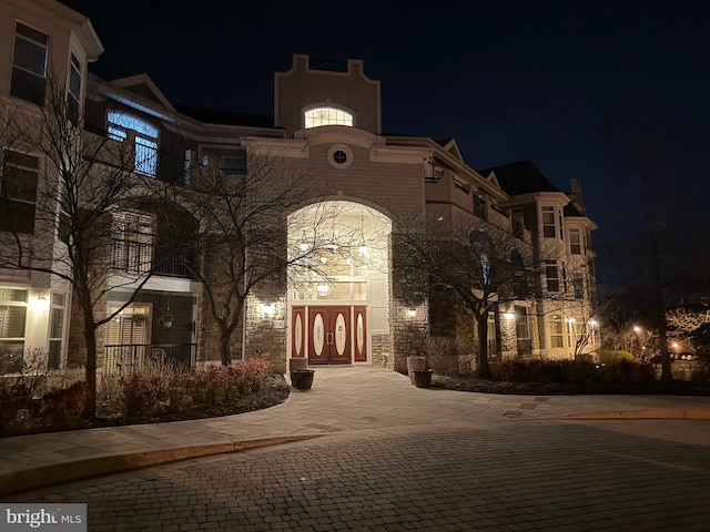 view of property at night