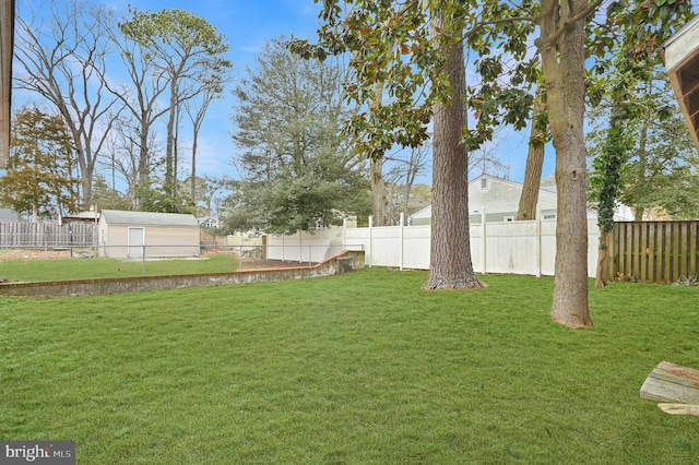 view of yard with a fenced backyard