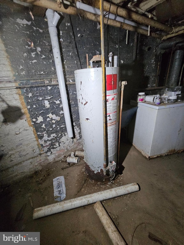 unfinished below grade area featuring water heater