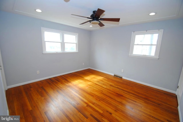 307 Broad St, Hainesport, NJ 08036 - spare room featuring baseboards, a ceiling fan, visible vents, and light wood-type flooring