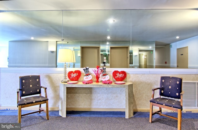 recreation room with recessed lighting