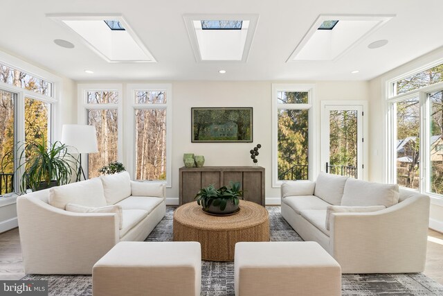 sunroom with a skylight