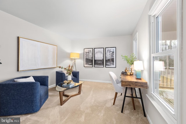 interior space featuring carpet and baseboards