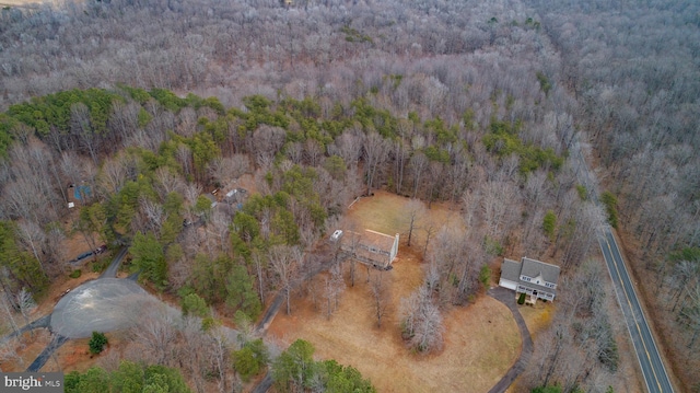 drone / aerial view with a forest view