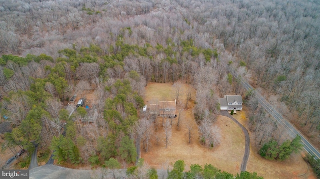 bird's eye view with a view of trees