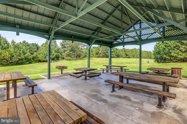 view of home's community featuring a gazebo, a yard, and a patio