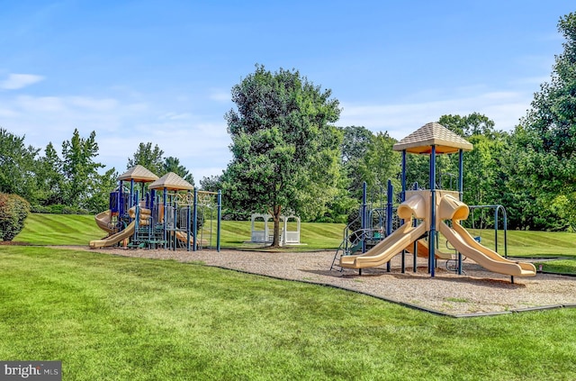 community playground with a lawn