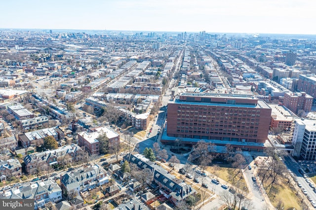 aerial view with a city view