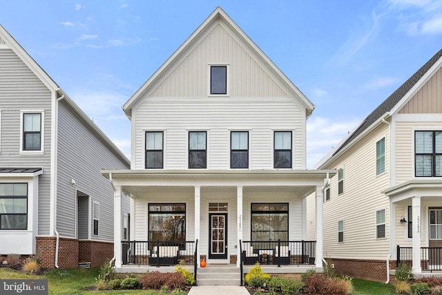 view of front of home featuring a porch and board and batten siding