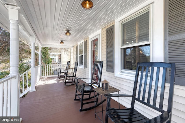 wooden deck with covered porch