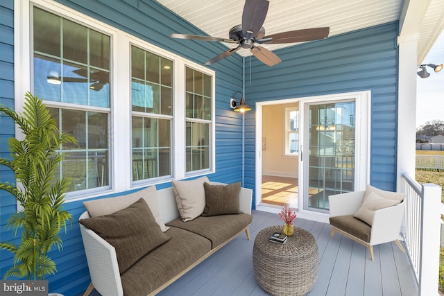 deck featuring ceiling fan