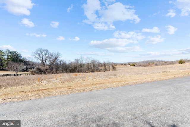 view of road with a rural view