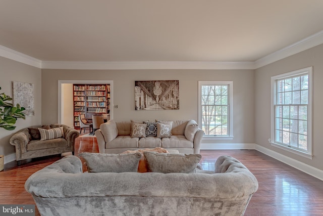 2 Wilderness Dr, Medford, NJ 08055 - living area featuring crown molding, baseboards, and wood finished floors