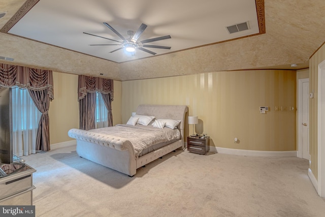 2 Wilderness Dr, Medford, NJ 08055 - carpeted bedroom with visible vents, baseboards, ceiling fan, and vaulted ceiling