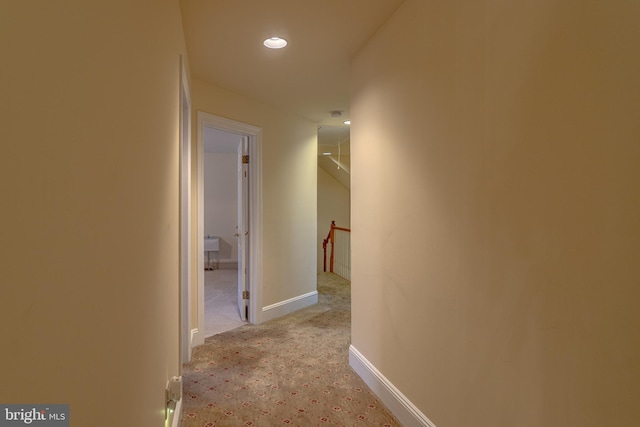 2 Wilderness Dr, Medford, NJ 08055 - corridor featuring recessed lighting, baseboards, an upstairs landing, and light colored carpet