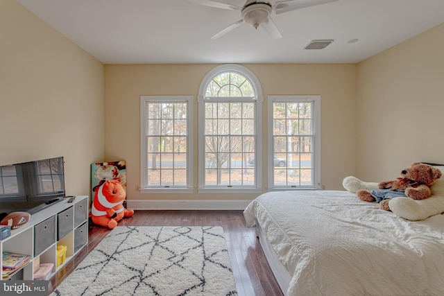 2 Wilderness Dr, Medford, NJ 08055 - bedroom with baseboards, ceiling fan, wood finished floors, and visible vents