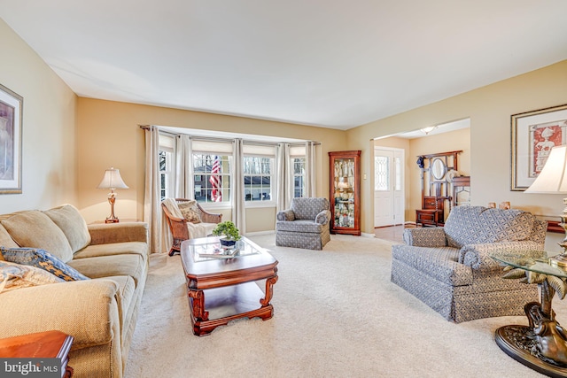 view of carpeted living area