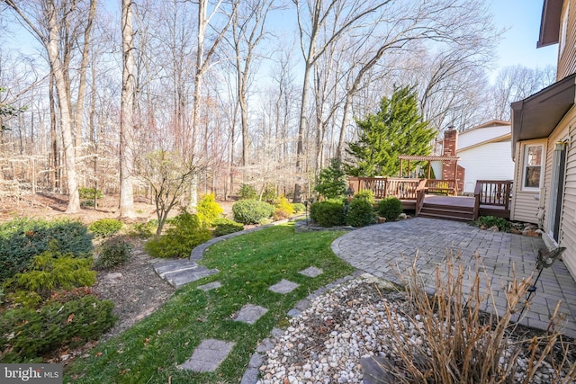 view of yard with a patio and a deck