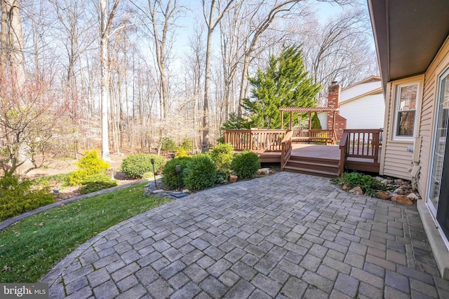 view of patio featuring a wooden deck