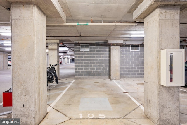 view of unfinished basement