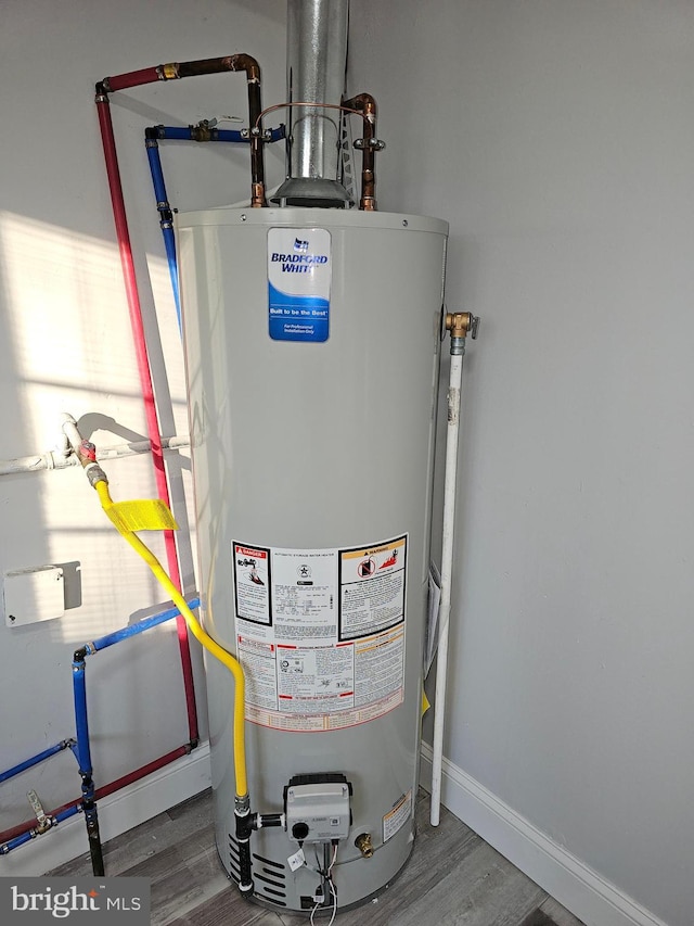 utility room with gas water heater