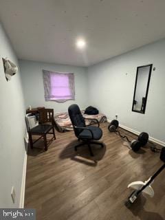 interior space with baseboards and wood finished floors