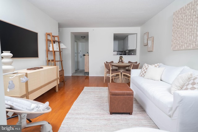 living area with wood finished floors