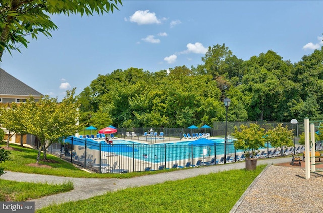 community pool featuring a patio area and fence