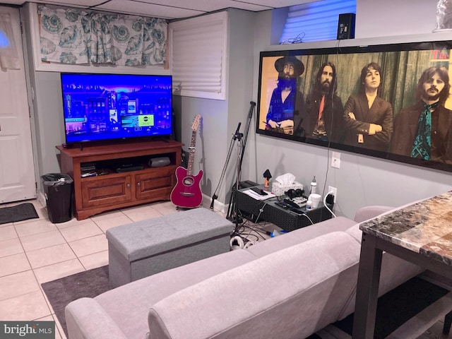 view of tiled living area