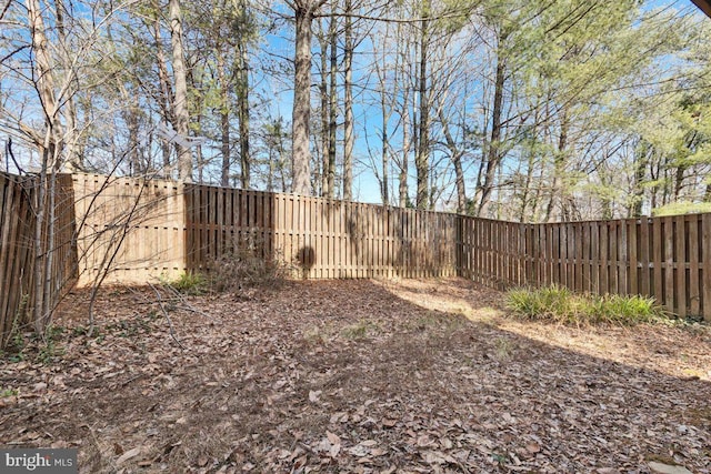 view of yard with a fenced backyard