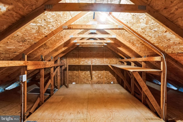 view of unfinished attic