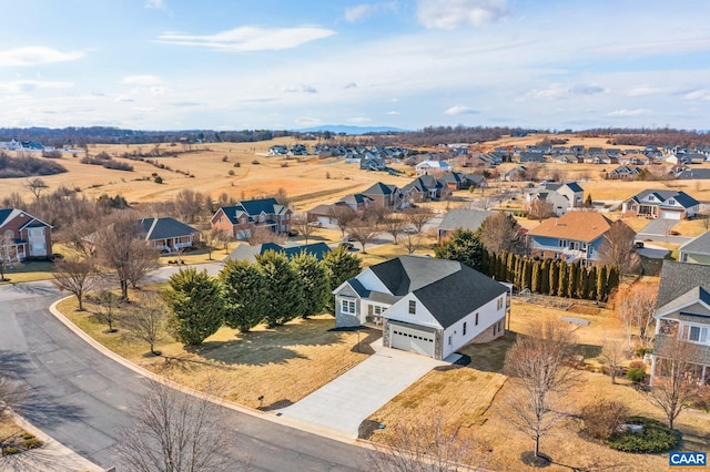 birds eye view of property with a residential view