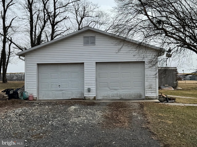 view of detached garage