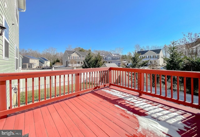 deck with a residential view