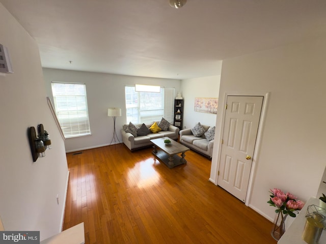 living room with wood-type flooring